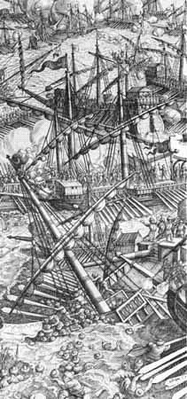 Battle of Lepanto - Contemporary Woodcut.